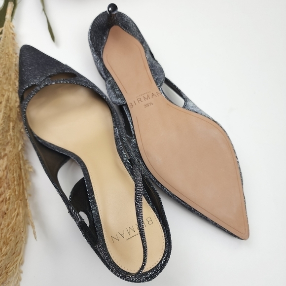 Alexandre Birman Black Silver Sparkle Slingback Heels Size 36.5 - Picture 2 of 15